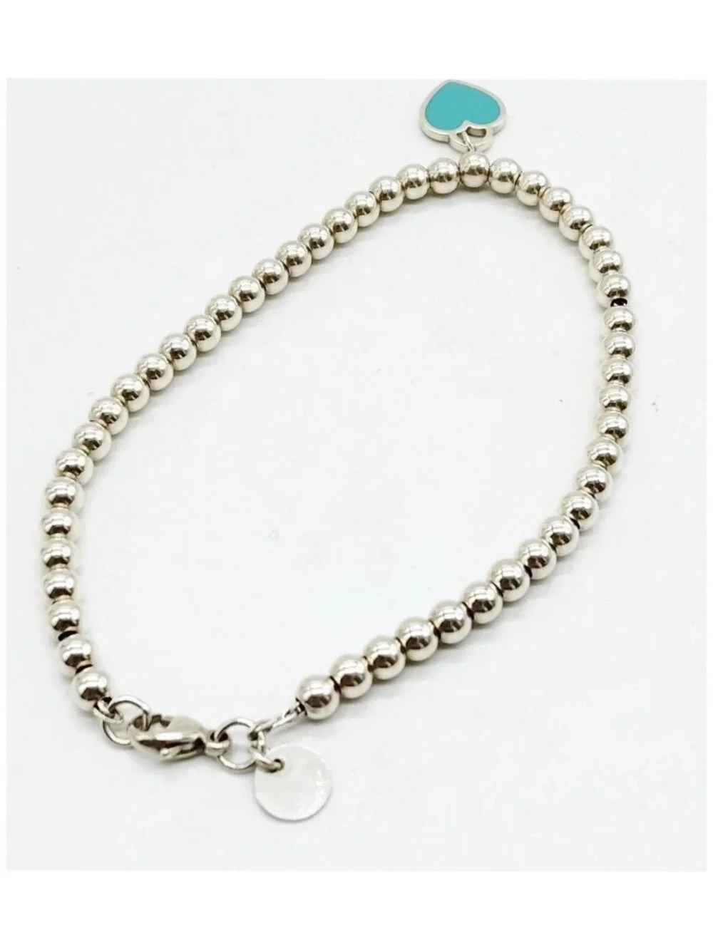 Authentic Tiffany & Co. Return to Tiffany Blue Heart Bead Bracelet Silver